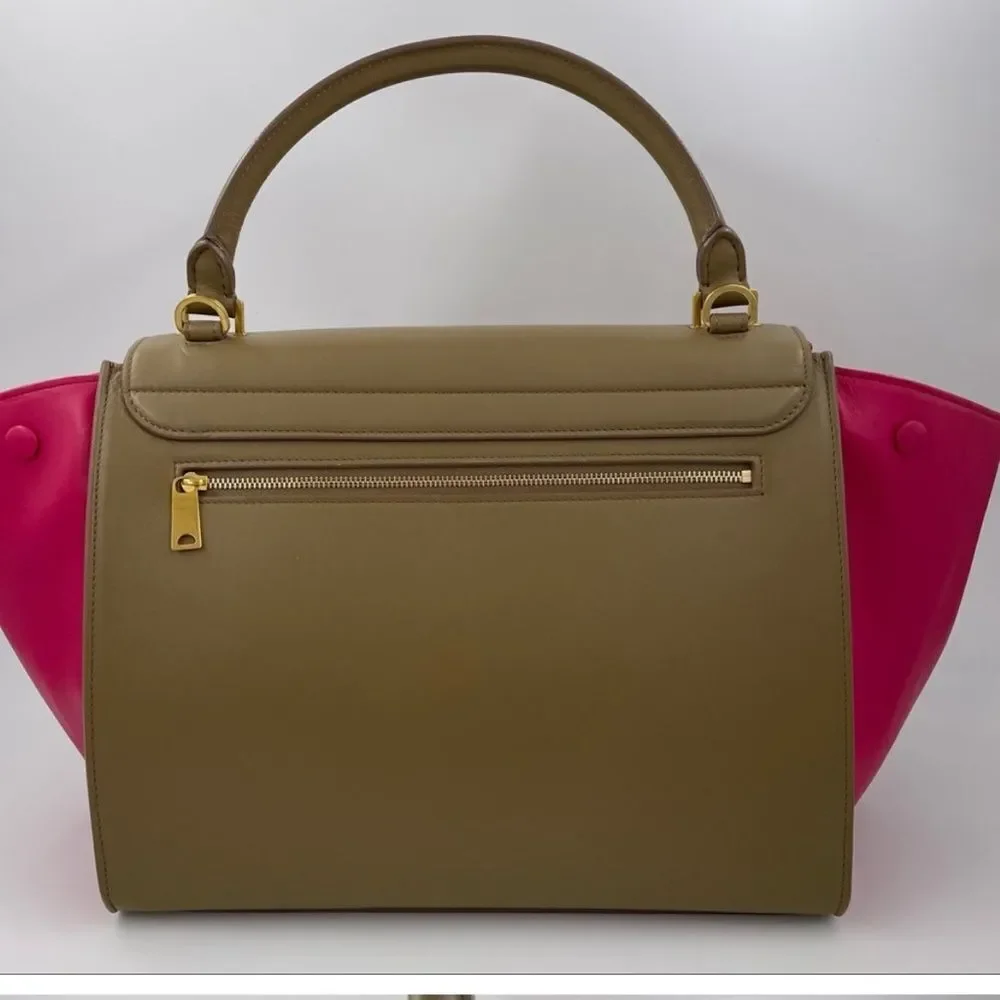 Celine Medium Bicolor pink/ Tan Leather Bag W/Shoulder Strap‎ NEW IN PKG - Picture 3 of 13